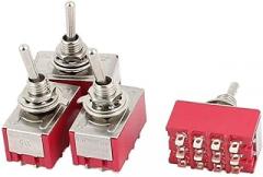 Electronic Components AC 250V/2A 125V/5A 12-Pin On/On 2 Position SPDT Toggle Switch 4 Pcs Red