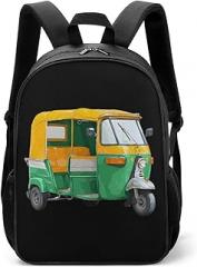 Tuk Tuk Cab Unisex Backpack Daypacks Large Capacity with Side Pocket Laptop Bag for Travel