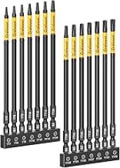 14PCS Impact Long Torx Bit Set, 6-Inch, T7–T40, Tamper Proof Star Bits Set, Magnetic Security Torx Bit Set with 1/4 Inch Hex Shank, S2 Steel, Ideal for Automotive, DIY, Electronics