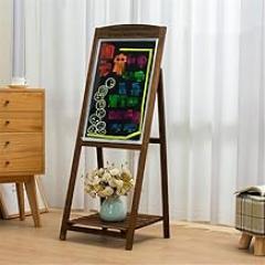 LNNW Electronic Fluorescent Blackboard Led Handwriting Luminous Billboard Display Promotion Board Writing Message Board Flower Stand Message Chalkboard Sign (Color : Brown)