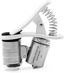 Clip Magnifier 60X Mgnifying Glass Pocket Portable Microscope with UV LED Light Cellphone Clip for Printing Pocket Magnifier