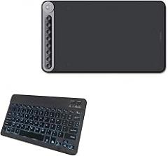 BoxWave Keyboard Compatible with Huion Dial Q620M - SlimKeys Bluetooth Keyboard - with Backlight, Portable Slim LED 7 Colors - Jet Black