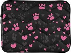 Laptop Sleeve 13, 13.3, 14 Inch Cute Dog Paw Black Waterproof Briefcase Bag Portable Electronic Device Cover