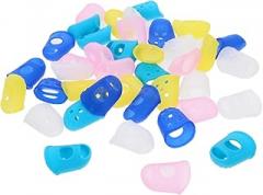 40pcs Comfortable Silicone Finger Protectors Wear-Resistant Fingertip Caps for Crafting Painting and Electronic Repair Large Yellow Blue Pink