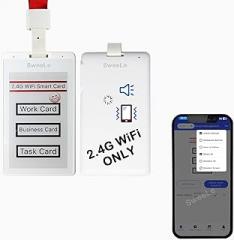 Electronic Badge Holders, 3.7 in E-Paper Screen Business Card, 2.4G WiFi Smart Office Employee Badge with Lanyard, Type-C Rechargable, Android+iOS+PC Operation System, 3 Colors BWR Epaper(1pc)