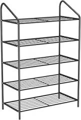 Shoe Cabinet 5 Tier Large Capacity Metal Storage ShelvesMultipurpose Shoe Rack Hold Clothes Towels Electronics and More(Black)