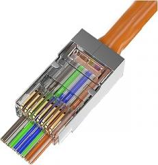 RJ45 CAT6 Shielded Straight Connector Crimp Modular Plug 3 Pin 8P8C Gold Plated(50Pcs)