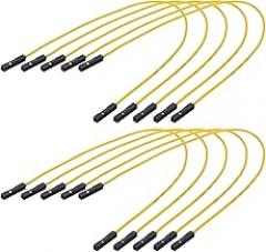 MECCANIXITY Female to Female 1Pin Breadboard Jumper Wire Ribbon Cable 20cm Long Electronics Breadboard Ribbon Cables for Breadboard Electronic Projects Pack of 10,Yellow