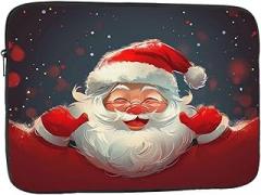 Cute Santa Claus Print Laptop Bag for Men Women Shockproof Laptop Bag for Travel Office School, black, 13 inch