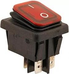 U03041215027 Power Switch for Cooking Equipment (Green or Red) - Fits 1 3/16 in (L) x 7/8 in (W) Opening - Type DPST, 16 Amps 250V; 20 Amps 125V,1/4 in tab terminals