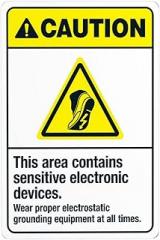 Caution Sign Alerting to Sensitive Electronic Devices and Requiring Electrostatic Grounding Equipment Funny Tin Sign Home Road School Wall Retro Decor 12 X 8 Inch