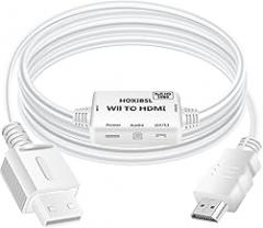 Wii to HDMI Converter Adapter 1080P Video Output,with 3.5mm Audio Jack,Support 4:3/16:9 Screen Aspect Ratio Switch,Compatible with Wii,U,HDTV, Monitor （White-6.56FT）