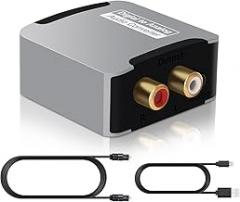 Audio Converter, Airlxf Digital to Analog Converter DAC Digital SPDIF Optical to Analog L/R RCA Converter Optical to 3.5mm Jack Audio Adapter for HDTV Blu Ray HD DVD Apple TV