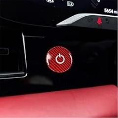 Red Ignition Starter Switch Sticker for Porsche Taycan 2022-2024 Start Stop Engine Button Cover Genuine Carbon Fiber Material