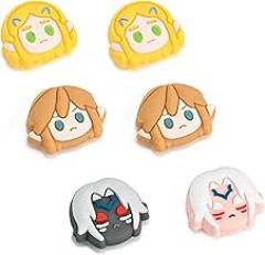 DLseego 6Pcs Thumb Grip Caps for Nintendo Switch, Joystick Caps Soft Silicone Cover for Button Joy Con Controllers Protective Thumb Stick, Anti-Slip Anime Analog Cover for Switch Lite & OLED-White 3
