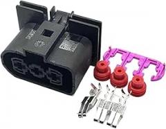 1 Set 3 Pin 1J0906233 6.3mm Car Waterproof Connector Female Cooling Electronic Fan For AICNRUT(Army green,1 Set)