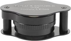 30X Portable Folding Magnifying Glass with 30Mm Optical Glass Lens, Pocket Jewelry Loupe for Antique, Metal, and Ceramic Inspection, Handheld Visual Aid for Reading and Detailed