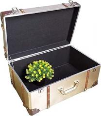 Vintage Wooden Storage Chest, Vintage Suitcase, Vintage Suitcase, Decorative Storage Trunks, Industrielle Aufbewahrungsbox Aus Metall(54x35x26cm)