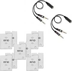 SaiTech IT 3.5 mm Exclusives Headphone Splitter for Computer 3.5mm to 2 Dual Mic Audio Y Splitter with 10 RFID Blocking Sleeves Best Way to Protect Your Cards from Electronic Theft, Durable