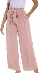Lolvmvchi Women's Wide Leg Pants with Pockets Lightweight High Waisted Palazzo Adjustable Tie Trendy Fall