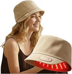Luxury Bespoke Red Light Therapy Couture Hat - Elegant Scalp Wellness & Hair Radiance Cap - Advanced Wireless Photon Care for Elite Self-Care - Exquisite Gift Packaging (Light Khaki, TG-001)