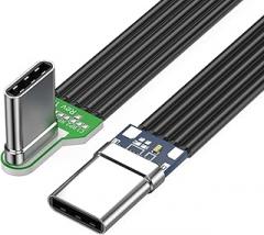 Bend USB C to USB C Flat Silicone Soft Wire Left and Right Angled 8 Length Option for Cameras and Electronics