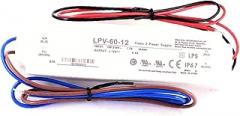 LPV-60-12 60W AC-DC Power Supply, 12V 5A Constant Voltage Output, IP67 Waterproof, Ideal for LED Lighting, Decoration, and Electronic Devices with Wide Input Range