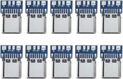 10Pcs Type-C 14 Pin | 10Pcs USaB 3.1 Type C C0innector 14 Pin Female Socket Receptacle Through Holes PCB 180 Vertical Shield USaB-C New 2026 High for Reliable Electronic Component