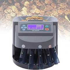 Electronic Coin Counter, Commercial Coin Counter Machine with Smart Control Panel, 216units/min/ 500 Coins Capacity/Cumulative Counting/Denomination Functions, for Banks