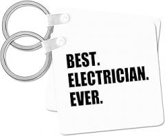 3dRose Best Electrician Ever - fun gift for electronics job - black text, Key Chain