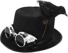Luxshiny Retro Goth Hat Carnival Cap for Halloween Electronic Music Cosplay Party Black Crow Accessories