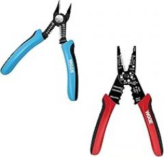 WGGE WG-015 Professional 8-inch Wire Stripper/wire crimping tool &WGGE WG-027 Wire Cutters Precision Flush Pliers with Supplementary Stripping