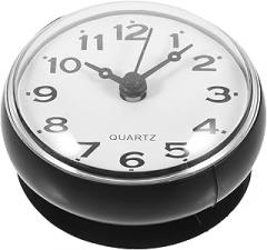 NUOBESTY Waterproof Shower Clock with Suction Cup, Compact Dark Bathroom Wall Clock, Fog-Resistant Electronic Timer for Kitchen and Living Room Use