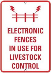 Electronic Fences in Use for Livestock Control Label Decal Sticker Sticks to Any Surface 9x12 in