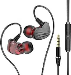 -Ear Wired Earphones with Mic Subwoofer Bass Stereo Headset for Phone Tablet 3.5mm Jack Gaming Earbuds Compatible with Electronic Devices Gray