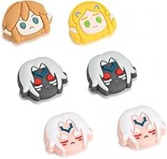 DLseego 6Pcs Thumb Grip Caps for Nintendo Switch, Joystick Caps Soft Silicone Cover for Button Joy Con Controllers Protective Thumb Stick, Anti-Slip Anime Analog Cover for Switch Lite & OLED-White 4