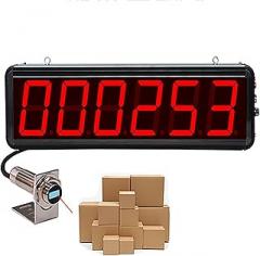 Electronic Digital Display Counter, Dual Probe Auto Digital Totalizer, 6-Digit LED Display Count Up to 999999, 30M Sensing Distance, Suitable for Conveyor Belt, Prod,