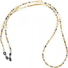 Milisten Beaded Eyeglass Chain Amber Color Handmade Glasses Strap Non-slip Glasses Rope for Men and Women Vintage Chinese Style Eyewear Holder for Sunglasses