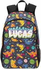 Artsadd Custom Space Dinosaurs Kids Backpack for Elementary Boys Girls,Add Name Here Made Personalized Children School Book Bag for Daughter Son Fashion Unique Customized Gift Back to School
