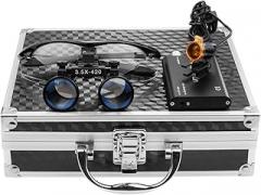 3.5X Binocular Loupes Magnifying Glasses + 3W Magnifying Lamp LED Headlamp with Filter Aluminum Box Black