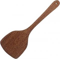 Milisten Ergonomic Grip and Flip Spatula Non Stick Wooden Wok Turner Utensil for Stirfrying and Serving