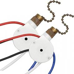 2PCS Ceiling Fan Lights Switch ZingEar ZE-208S E89885 3 Speed 4 Wire Fan Switch Pull Chain,Fan Lights Switch,Bronze