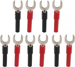 Tyenaza 10pcs Banana Y Spade Plug Red Black 4mm Jack Copper Plated Safe, for Multimeters Electronic Applications