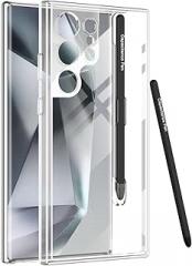 Miimall Slim Case for Samsung Galaxy S24 Ultra Clear Case, S24 Ultra Case with S Pen & S Pen Holder, PC & TPU Anti-Yellow Anti-Scratch Shockproof Phone Case for Galaxy S24 Ultra, Clear