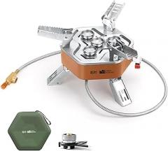 12800W Collapsible Portable Butane Camping Stove with Carrying Case,Electronic Ignition,Mini Stove for Outdoor Camping, Hiking, Hiking and Picnicking (Dark brown)