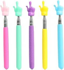 5 Pcs Telescopic Teachers Pointer, Mini Hand Pointer Stick Retractable Finger Pointer Extendable Whiteboard Pointer for Elementary School Kindergarten Classroom Aids (A)