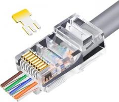 20 Pcs RJ45 C0innector 6U Gold Plated Passthrough Ethernet Cables Module Plug Network-45 Crystal Heads Cat5 Cat5e Replacement for OEM New 2026 High for Reliable Electronic Component