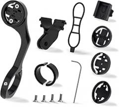 Bike Computer Mount for Garmin - Out Front Combo Mount for Wahoo Elemnt Bolt Roam Mini, Extended Mount for Bryton Cateye GoPro and Flashlight - Bike Handlebar 24.5mm 31.8mm
