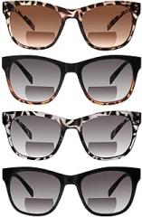 4 Pack Bifocal Reading Sunglasses for Women Men,UV400 Sun Readers Glasses