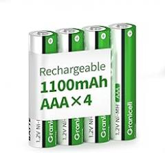 AAA Rechargeable Batteries 1100 mAh High Capacity 1300 Cycle,1.2V NiMH Low Self Discharge Triple AAA Battery,4 Pack